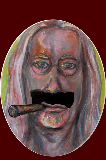autoportrait Groucho Marx moustache cigare ovale 